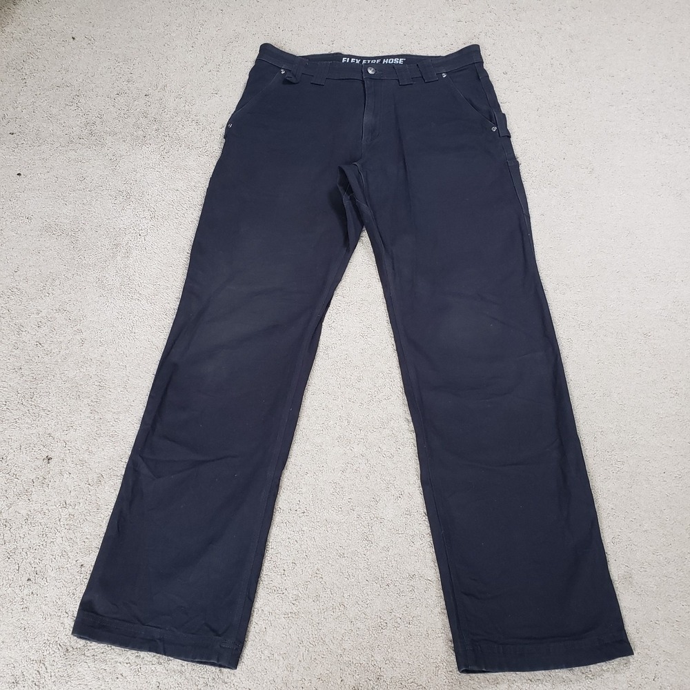 Duluth Trading Flex Fire Hose Men Pants 34x34 Black Carpenter Workwear Stretch